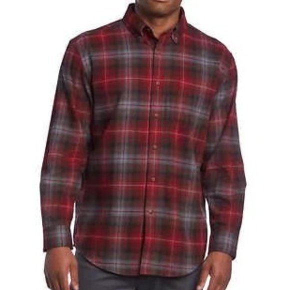Pendleton Mason Plaid 100% Cotton Button Up Flannel (L) - Picture 1 of 8